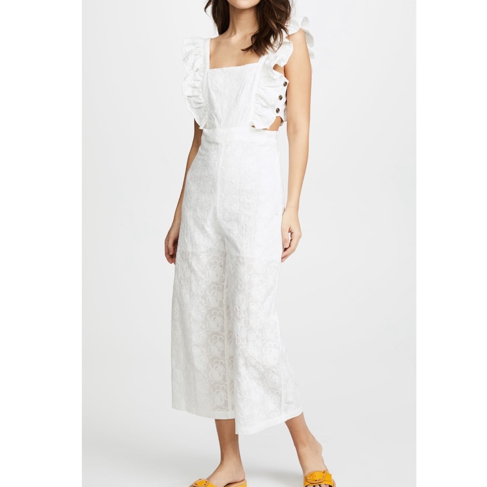 Never Worn! re:named White Ruffle Overall Jumpsuit